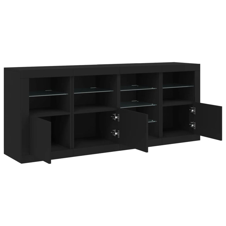 Dressoir met LED-verlichting 164x37x67 cm zwart