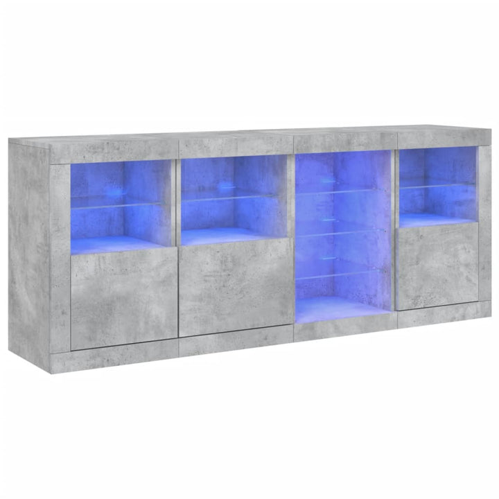 Dressoir met LED-verlichting 164x37x67 cm betongrijs