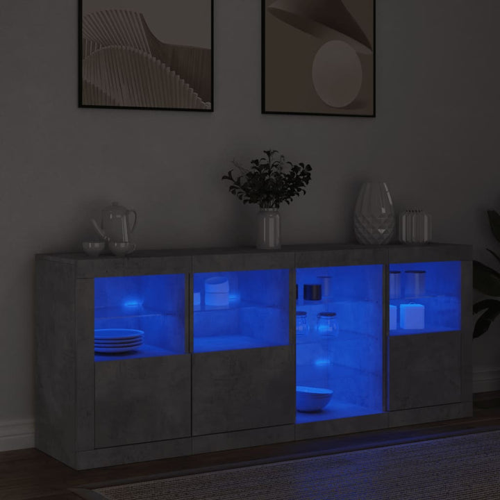 Dressoir met LED-verlichting 164x37x67 cm betongrijs