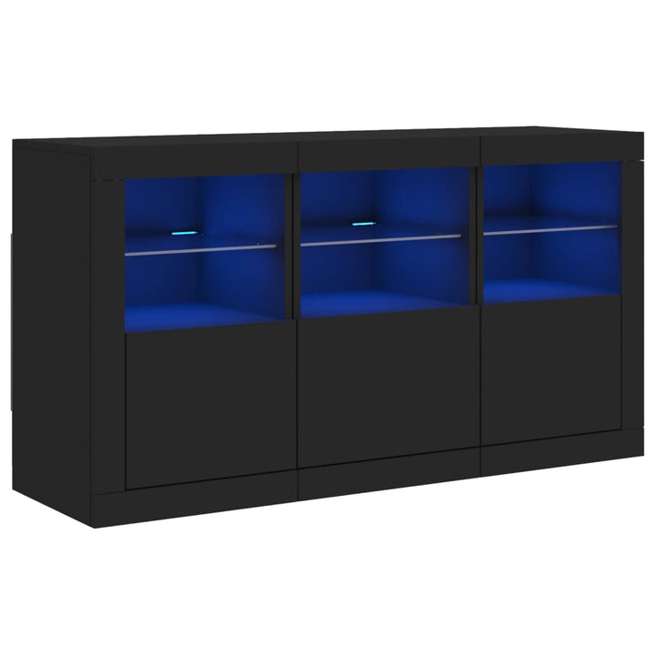 Dressoir met LED-verlichting 123x37x67 cm zwart