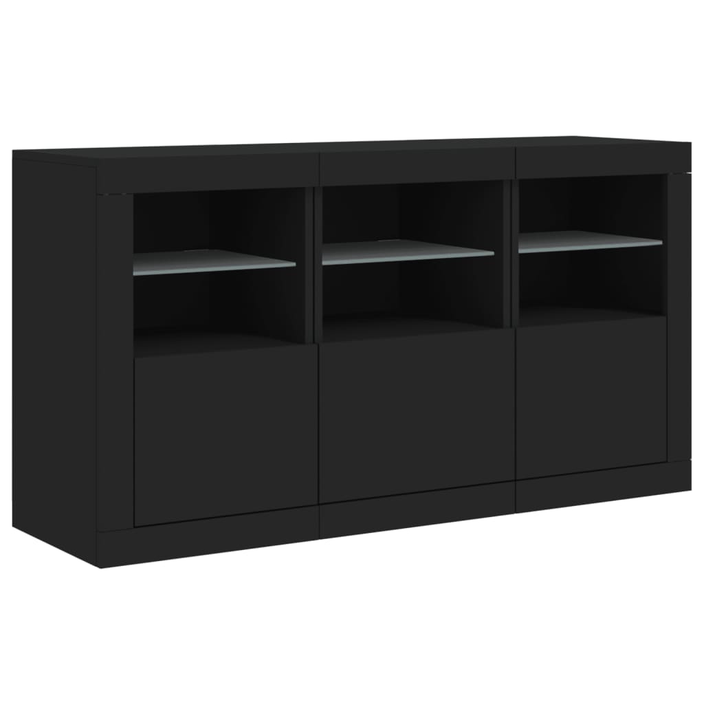 Dressoir met LED-verlichting 123x37x67 cm zwart