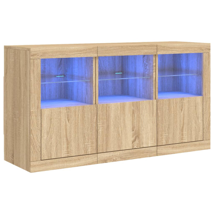 Dressoir met LED-verlichting 123x37x67 cm sonoma eikenkleurig