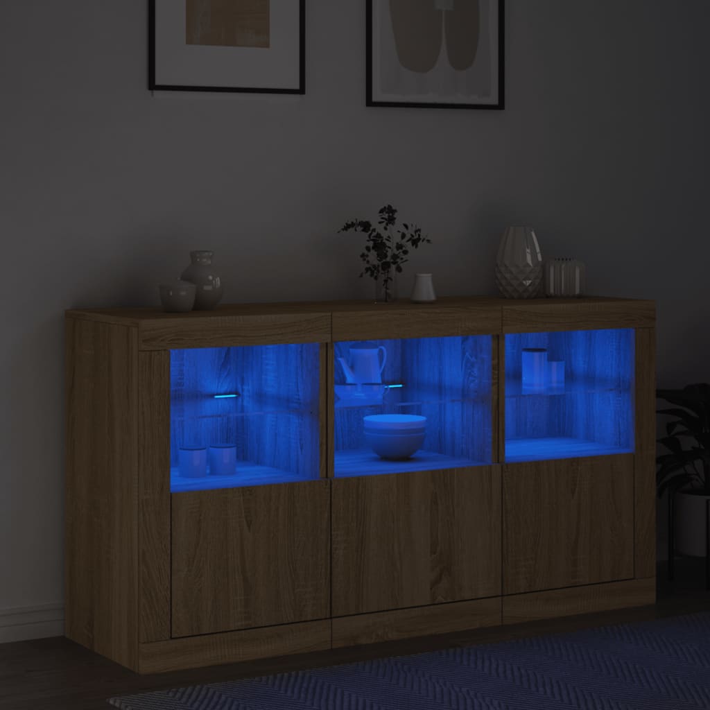 Dressoir met LED-verlichting 123x37x67 cm sonoma eikenkleurig