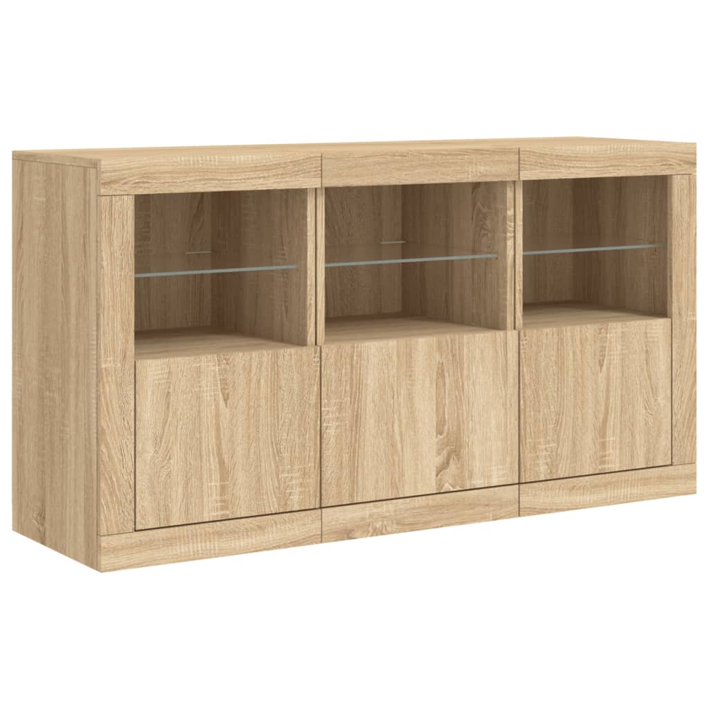 Dressoir met LED-verlichting 123x37x67 cm sonoma eikenkleurig