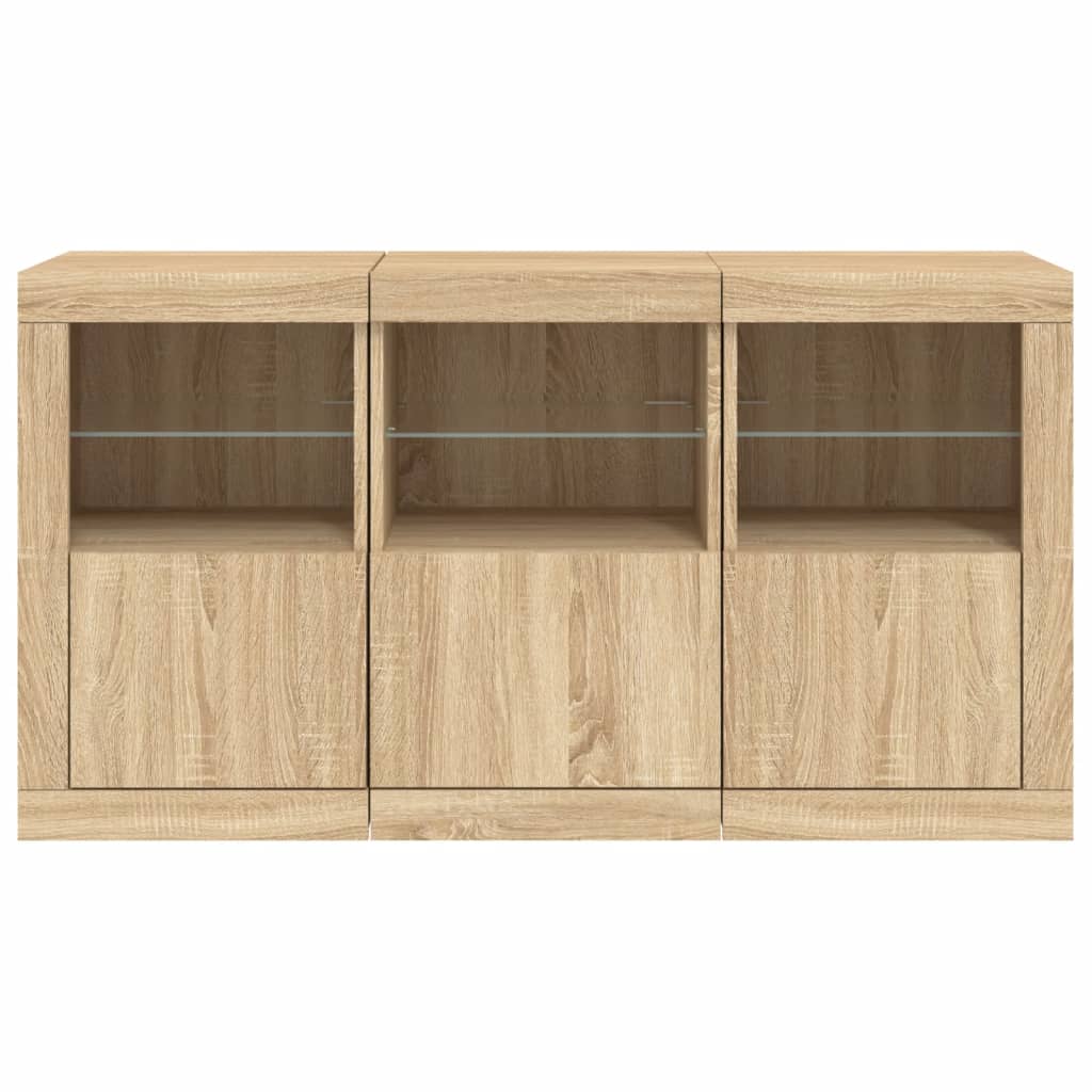 Dressoir met LED-verlichting 123x37x67 cm sonoma eikenkleurig