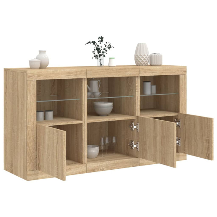 Dressoir met LED-verlichting 123x37x67 cm sonoma eikenkleurig