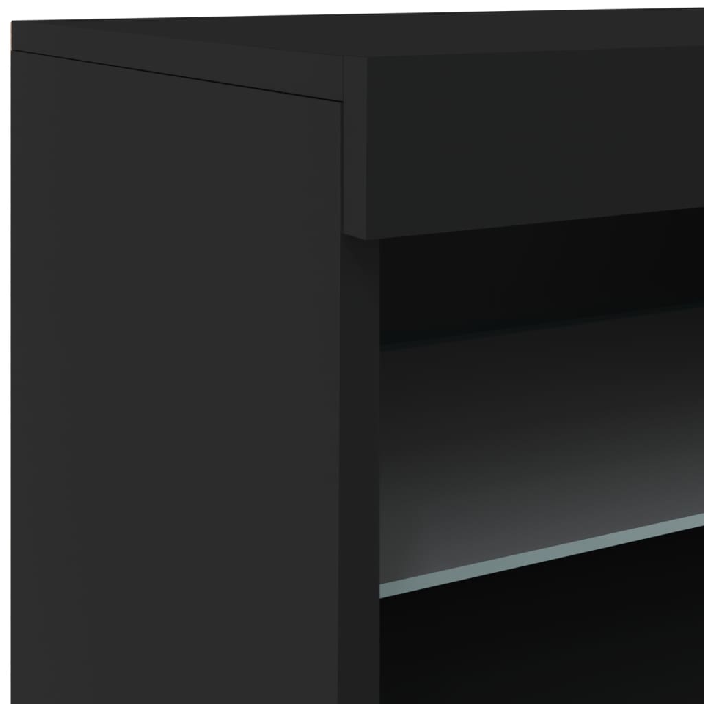 Dressoir met LED-verlichting 142,5x37x67 cm zwart