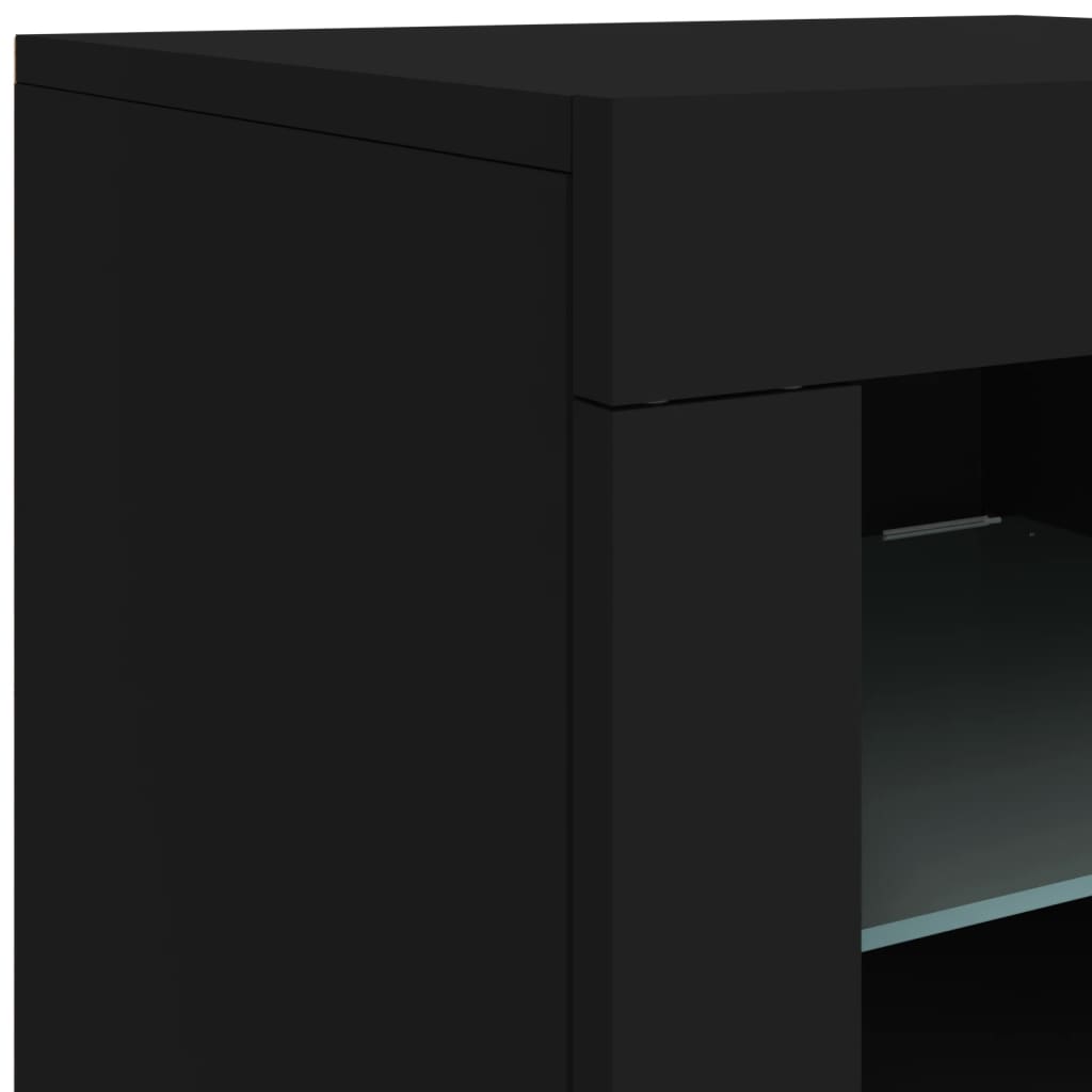 Dressoir met LED-verlichting 142,5x37x67 cm zwart