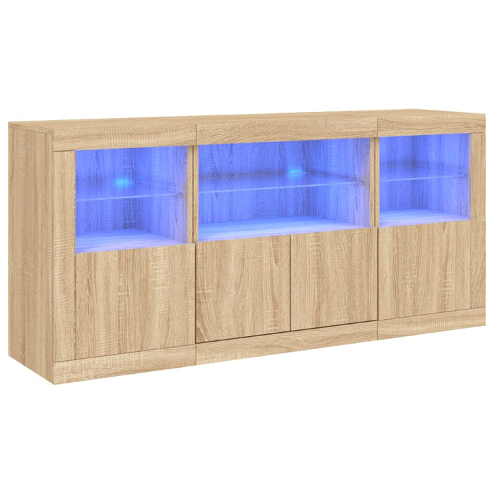 Dressoir met LED-verlichting 142,5x37x67 cm sonoma eikenkleurig