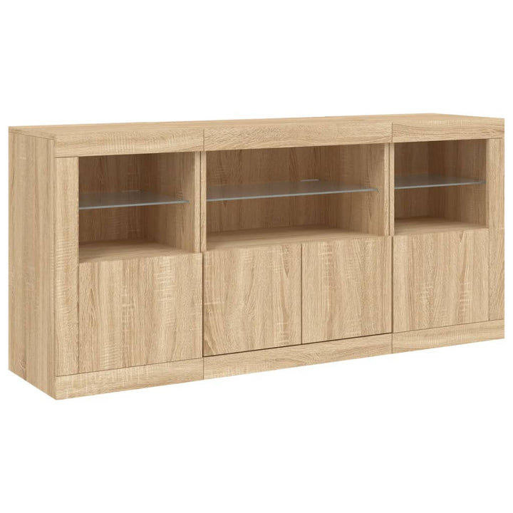 Dressoir met LED-verlichting 142,5x37x67 cm sonoma eikenkleurig