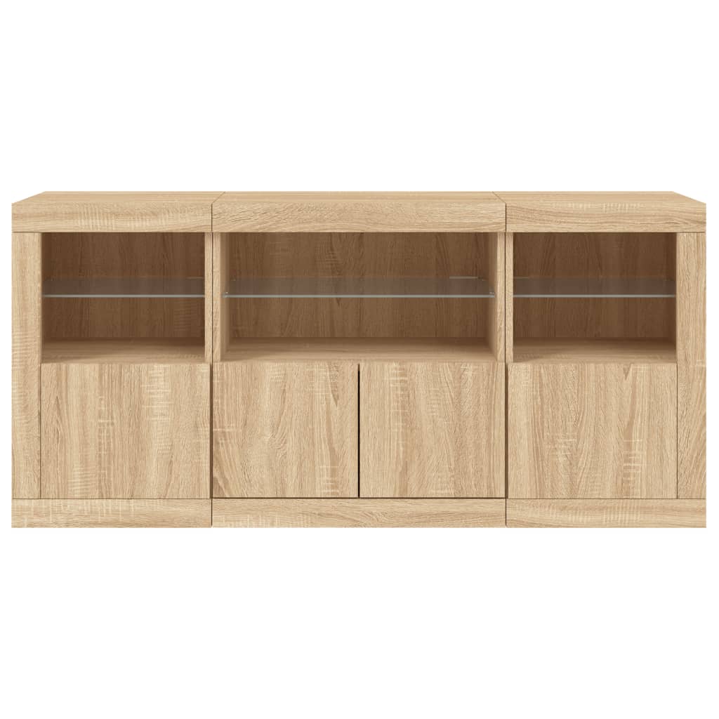 Dressoir met LED-verlichting 142,5x37x67 cm sonoma eikenkleurig