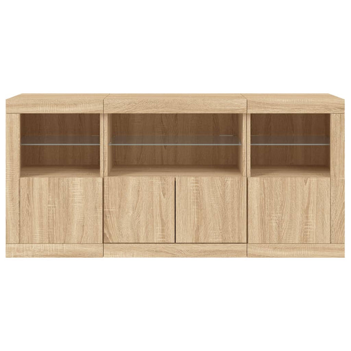 Dressoir met LED-verlichting 142,5x37x67 cm sonoma eikenkleurig