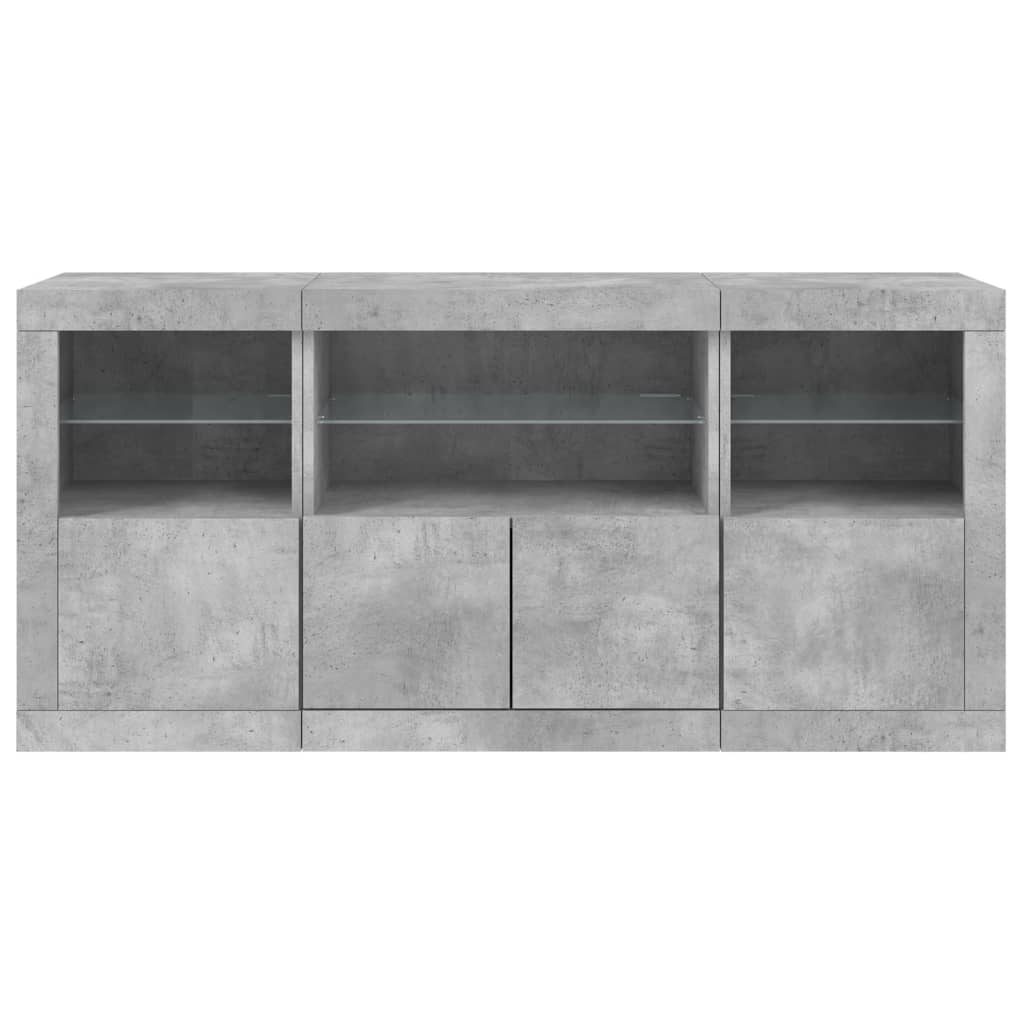 Dressoir met LED-verlichting 142,5x37x67 cm betongrijs