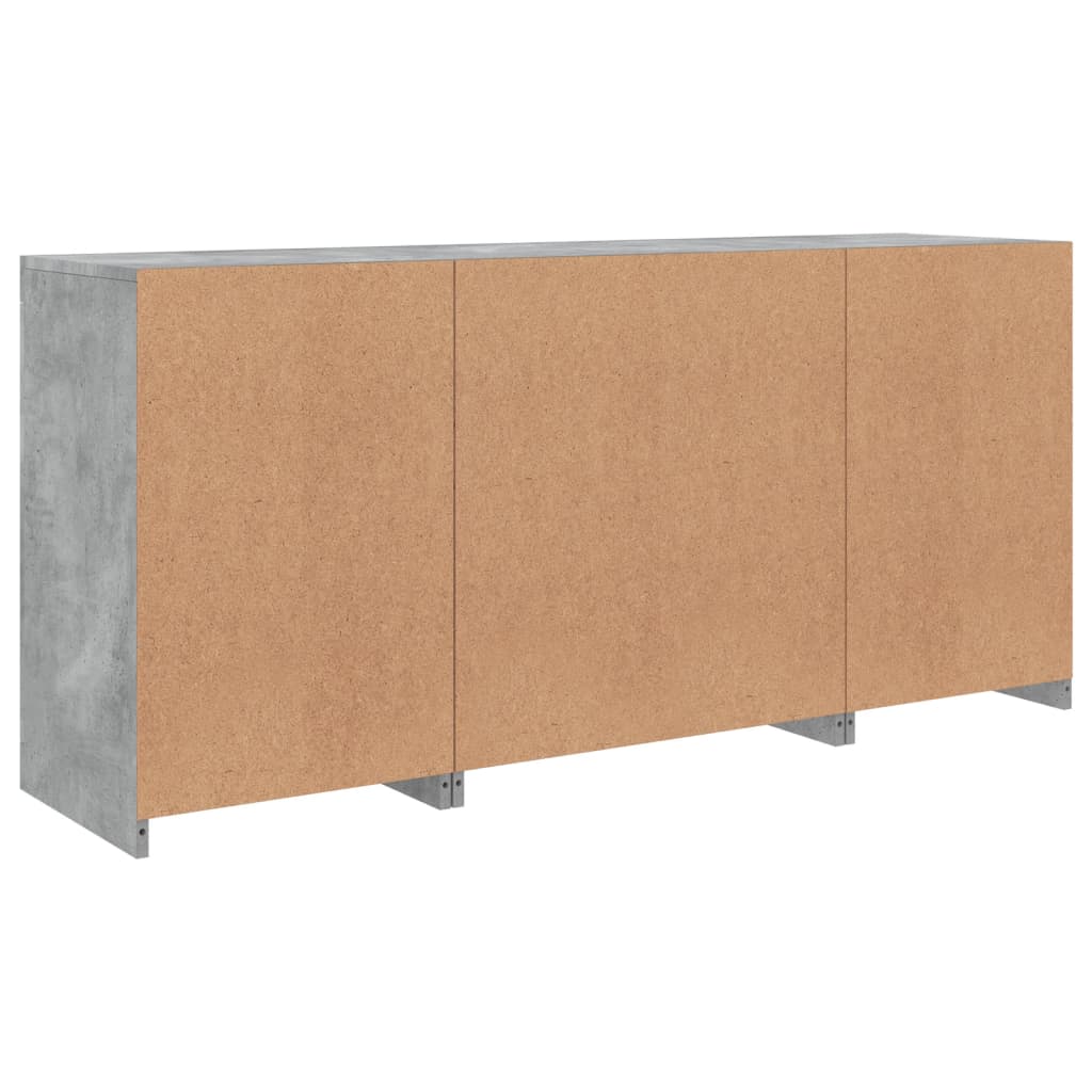 Dressoir met LED-verlichting 142,5x37x67 cm betongrijs