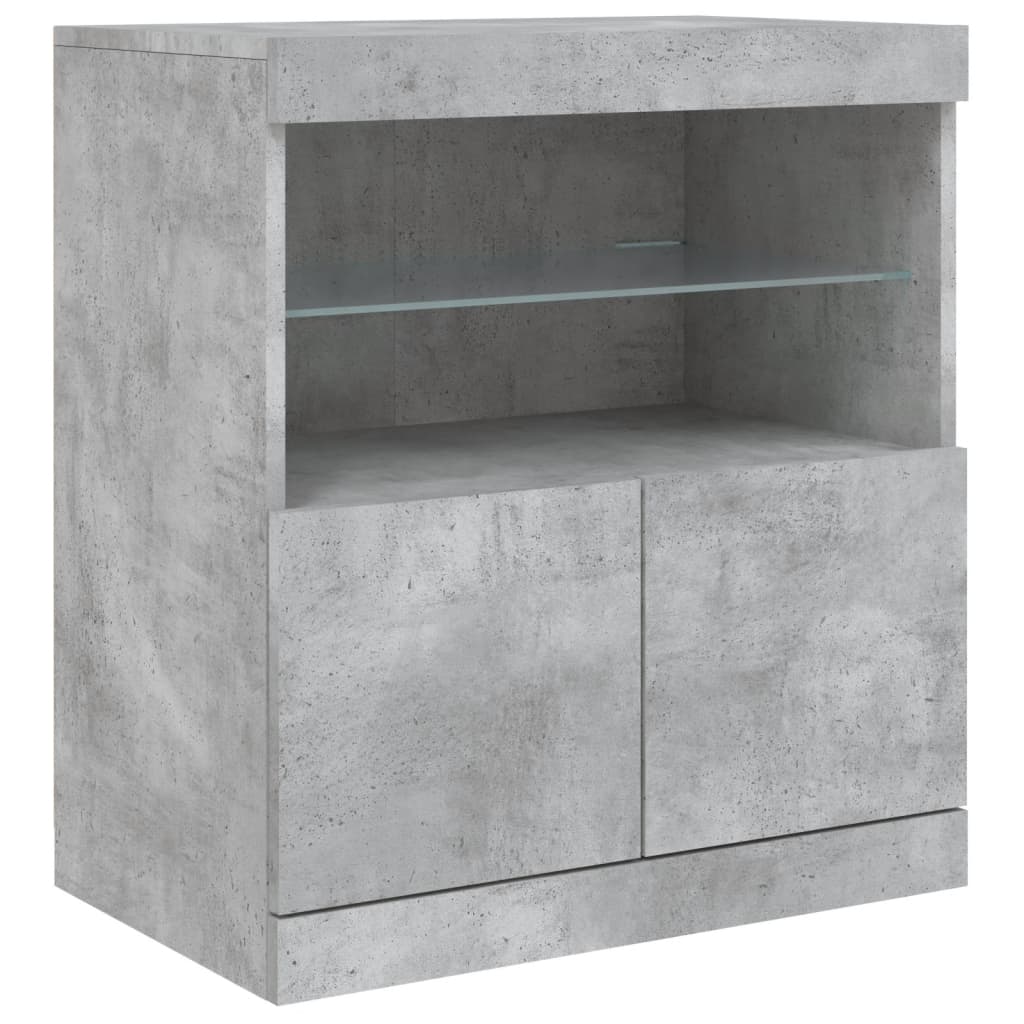 Dressoir met LED-verlichting 142,5x37x67 cm betongrijs