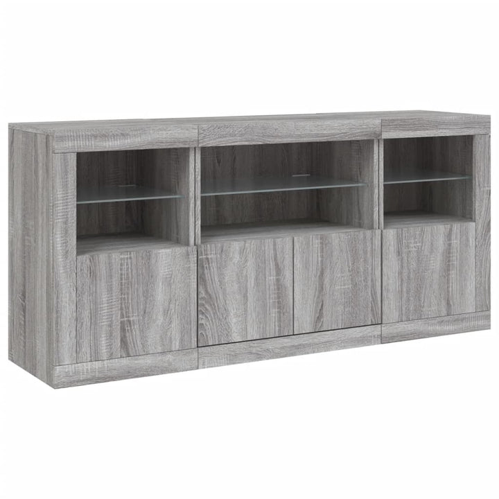 Dressoir met LED-verlichting 142,5x37x67 cm grijs sonoma