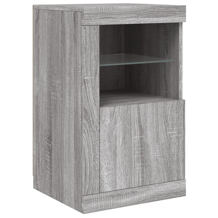 Dressoir met LED-verlichting 142,5x37x67 cm grijs sonoma