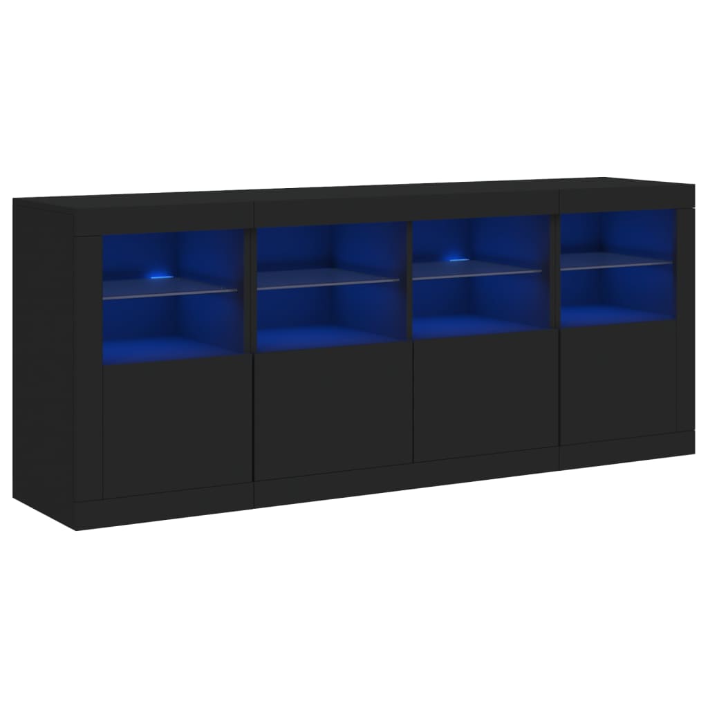 Dressoir met LED-verlichting 162x37x67 cm zwart