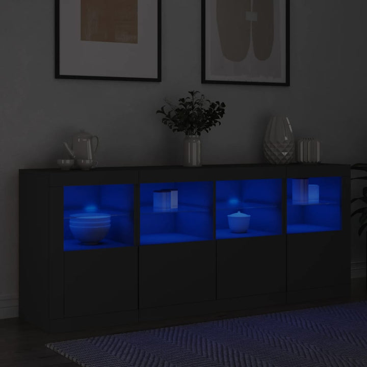 Dressoir met LED-verlichting 162x37x67 cm zwart