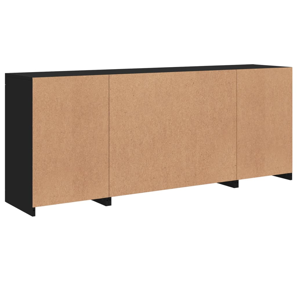 Dressoir met LED-verlichting 162x37x67 cm zwart