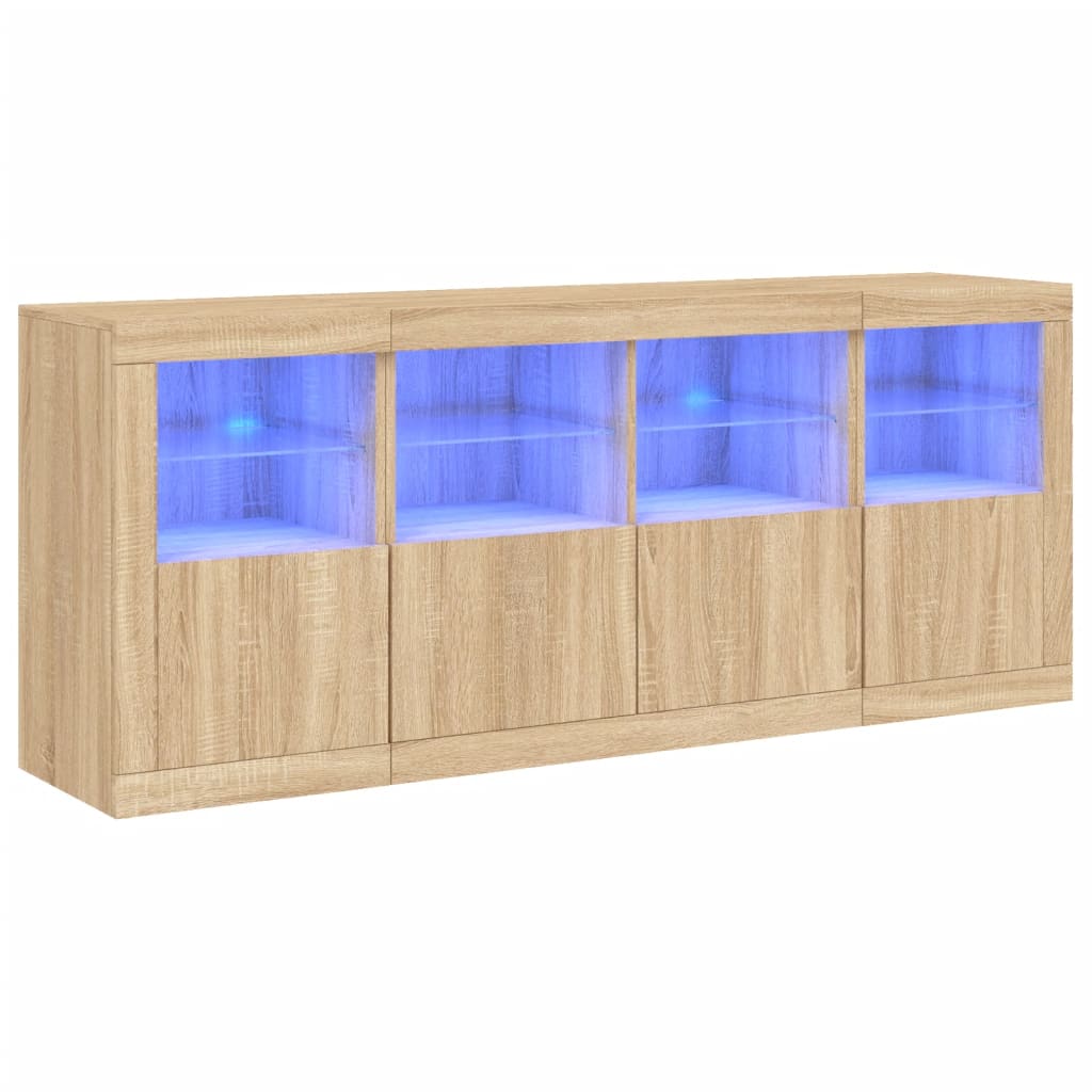 Dressoir met LED-verlichting 163x37x67 cm sonoma eikenkleurig