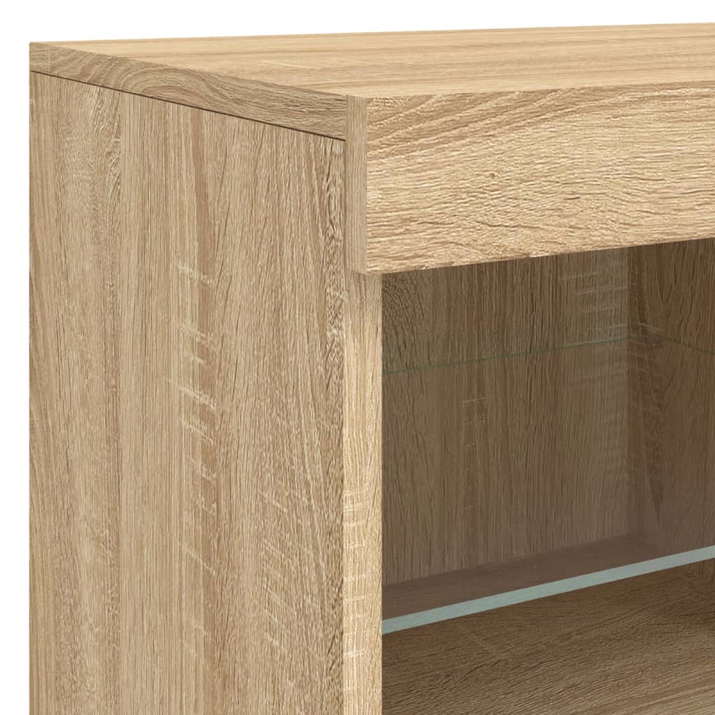 Dressoir met LED-verlichting 163x37x67 cm sonoma eikenkleurig