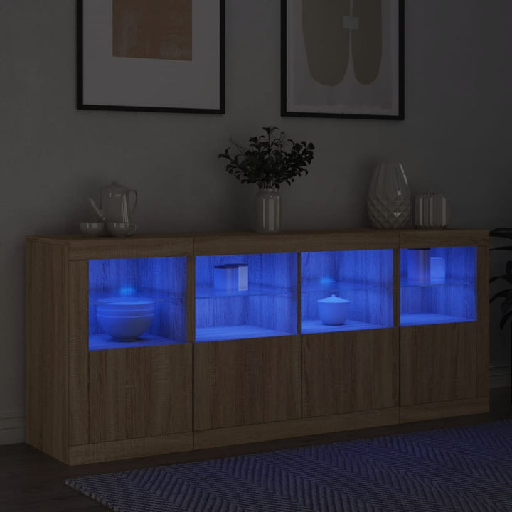 Dressoir met LED-verlichting 163x37x67 cm sonoma eikenkleurig