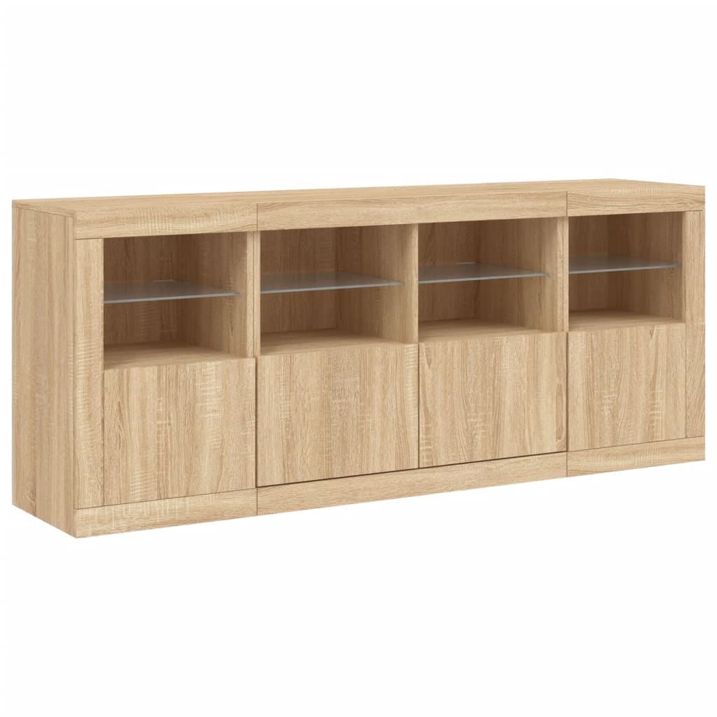 Dressoir met LED-verlichting 163x37x67 cm sonoma eikenkleurig