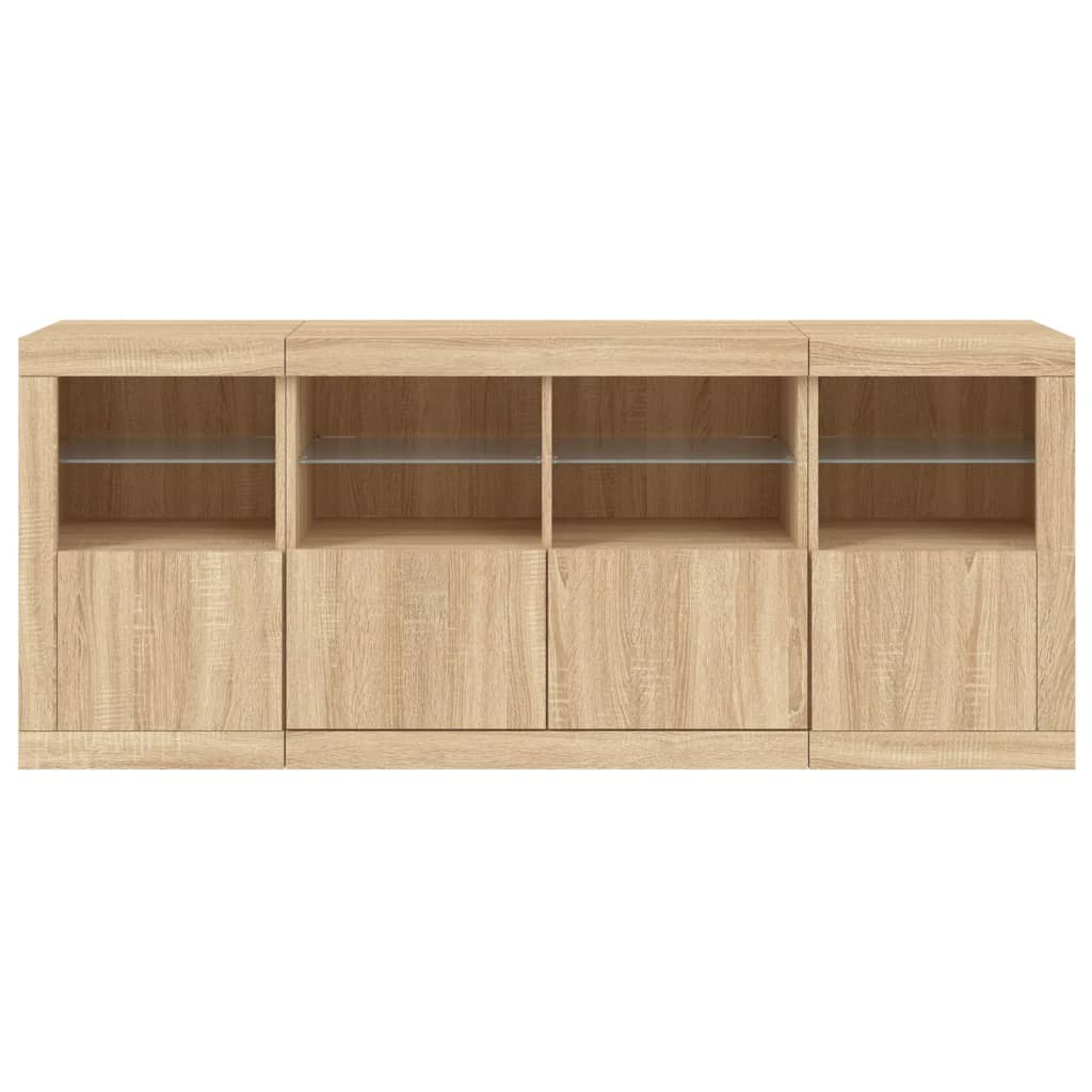 Dressoir met LED-verlichting 163x37x67 cm sonoma eikenkleurig