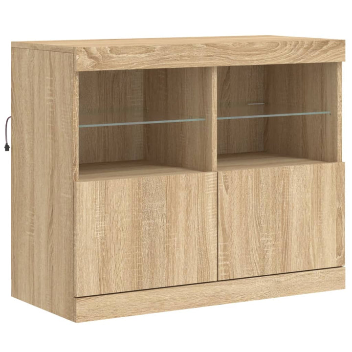 Dressoir met LED-verlichting 163x37x67 cm sonoma eikenkleurig