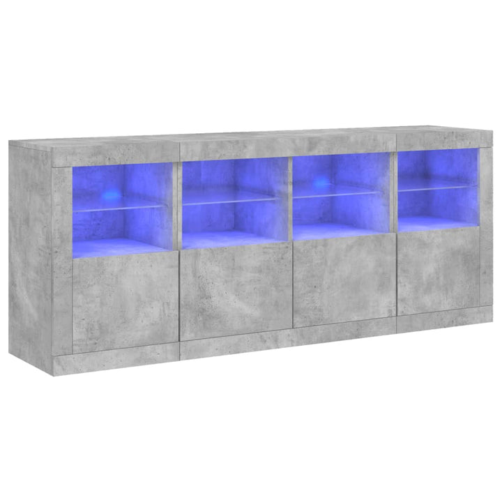 Dressoir met LED-verlichting 163x37x67 cm betongrijs