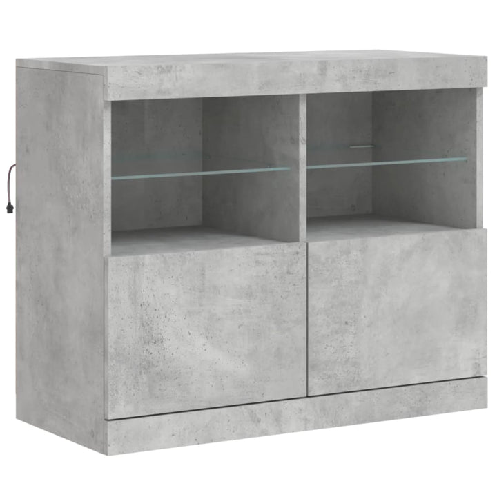 Dressoir met LED-verlichting 163x37x67 cm betongrijs