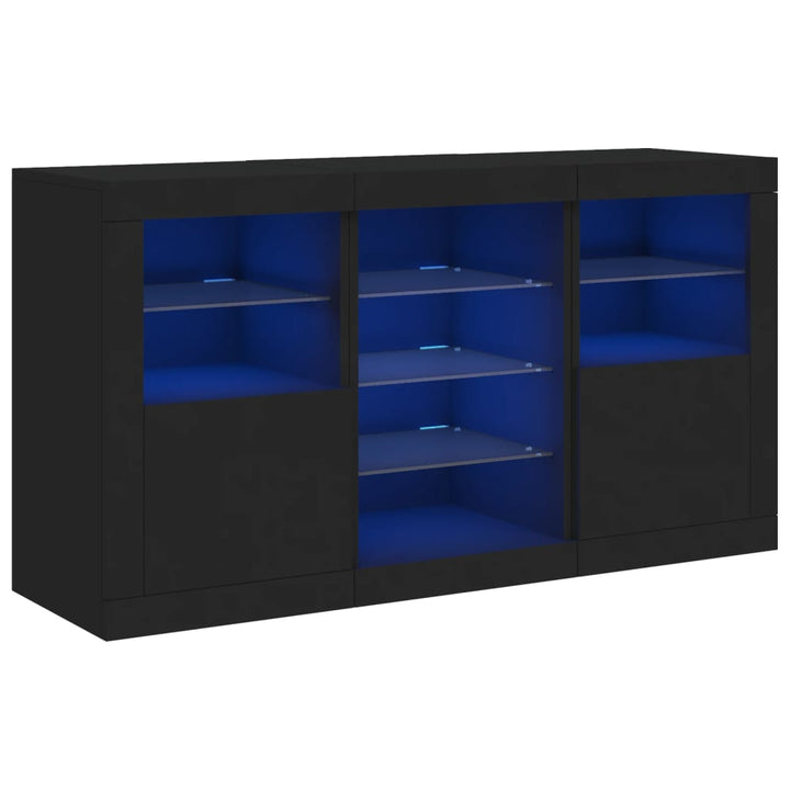 Dressoir met LED-verlichting 123x37x67 cm zwart