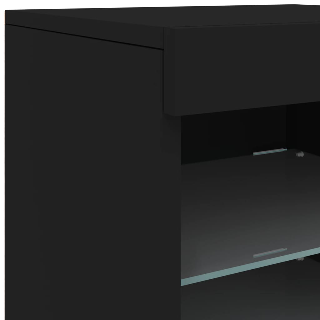 Dressoir met LED-verlichting 123x37x67 cm zwart