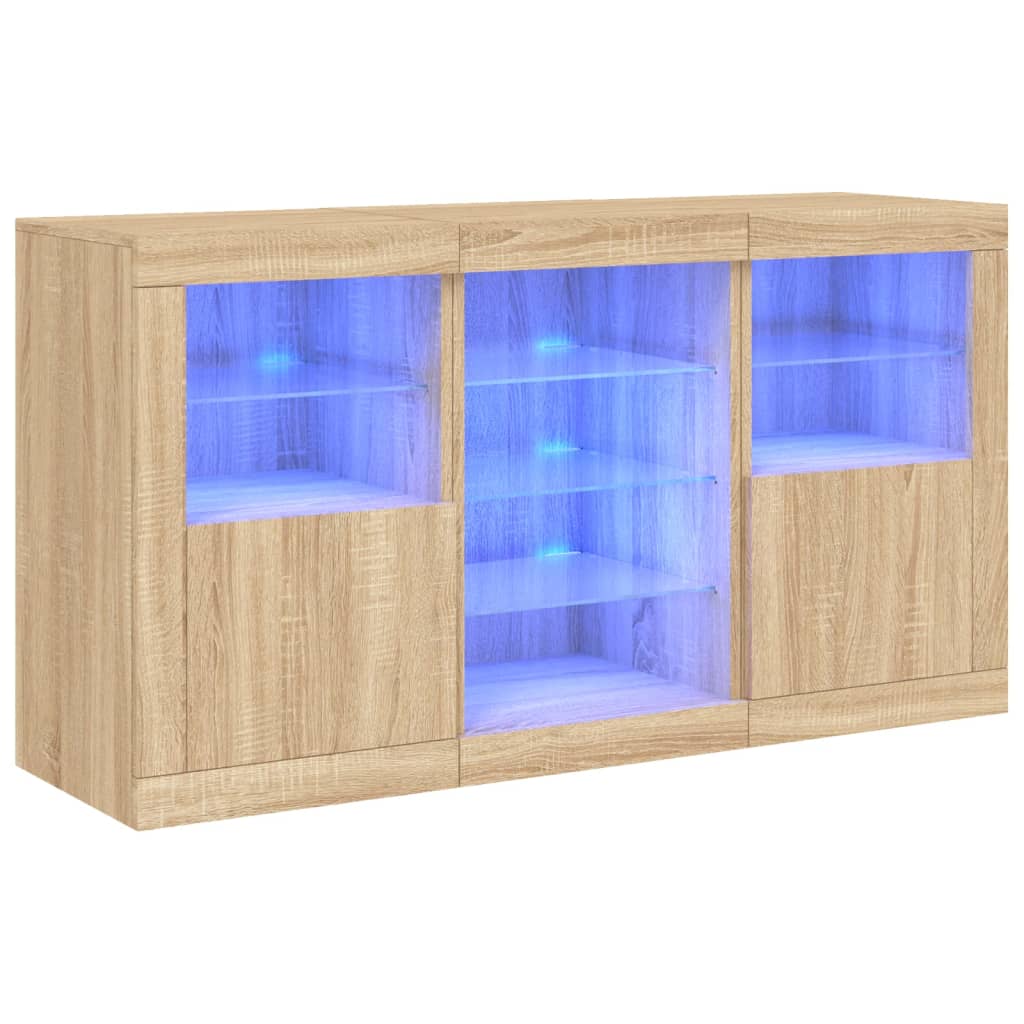 Dressoir met LED-verlichting 123x37x67 cm sonoma eikenkleurig