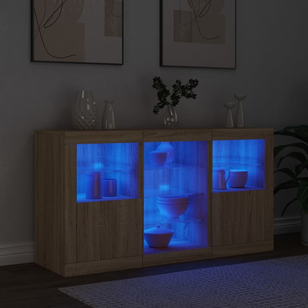 Dressoir met LED-verlichting 123x37x67 cm sonoma eikenkleurig