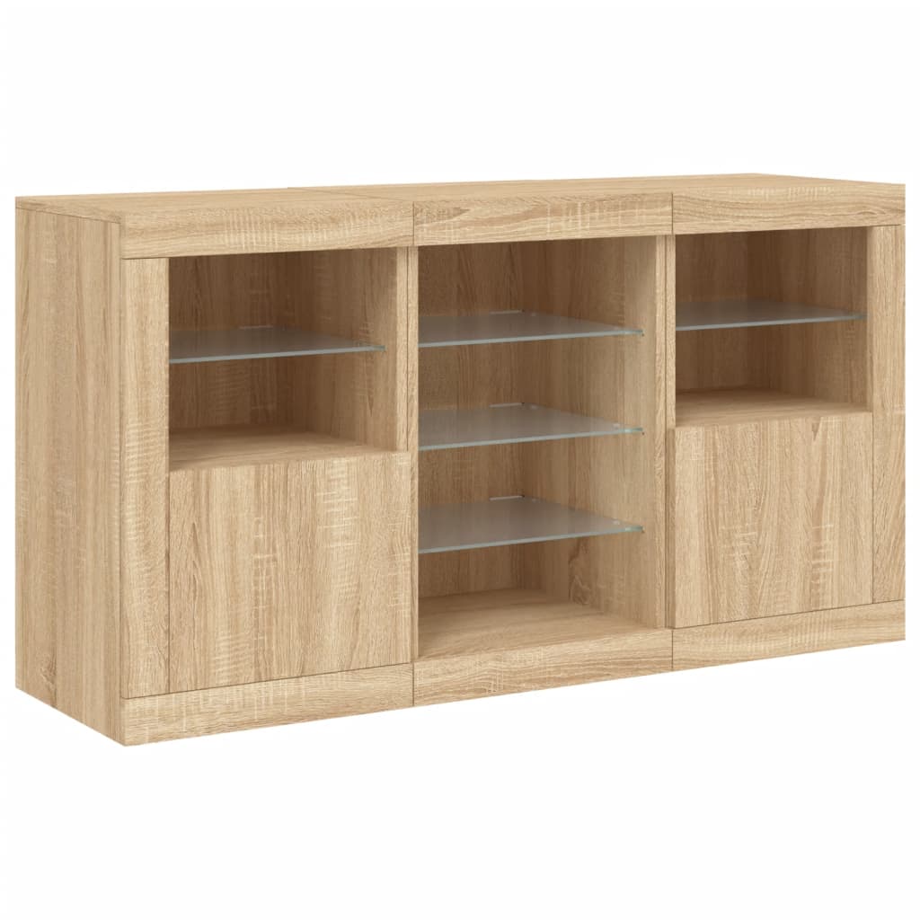 Dressoir met LED-verlichting 123x37x67 cm sonoma eikenkleurig