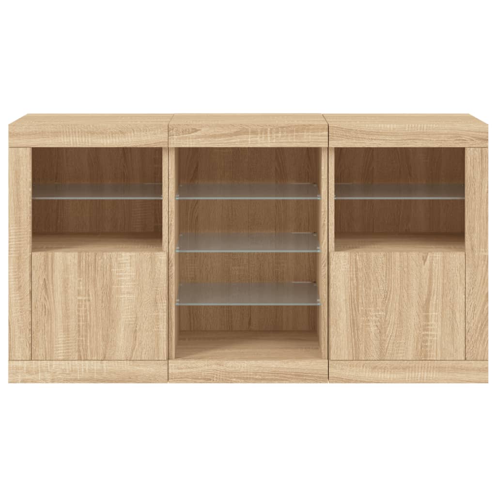 Dressoir met LED-verlichting 123x37x67 cm sonoma eikenkleurig