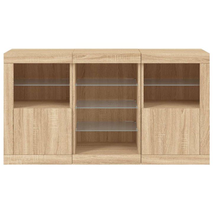 Dressoir met LED-verlichting 123x37x67 cm sonoma eikenkleurig