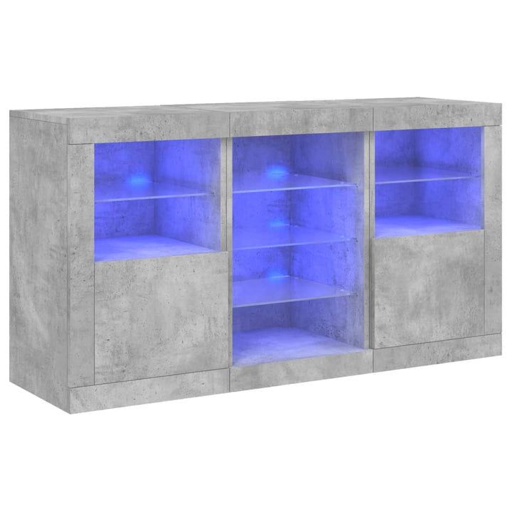 Dressoir met LED-verlichting 123x37x67 cm betongrijs