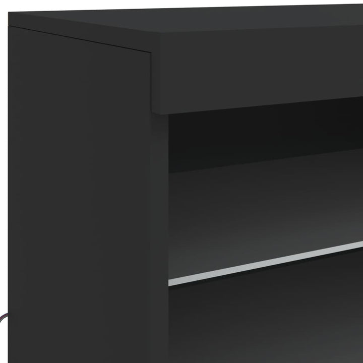 Dressoir met LED-verlichting 142,5x37x67 cm zwart