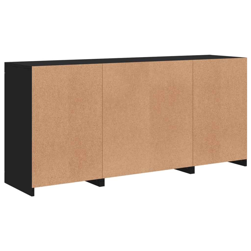 Dressoir met LED-verlichting 142,5x37x67 cm zwart