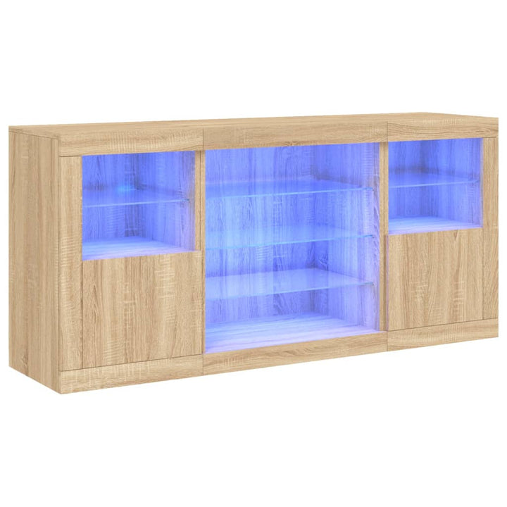 Dressoir met LED-verlichting 142,5x37x67 cm sonoma eikenkleurig