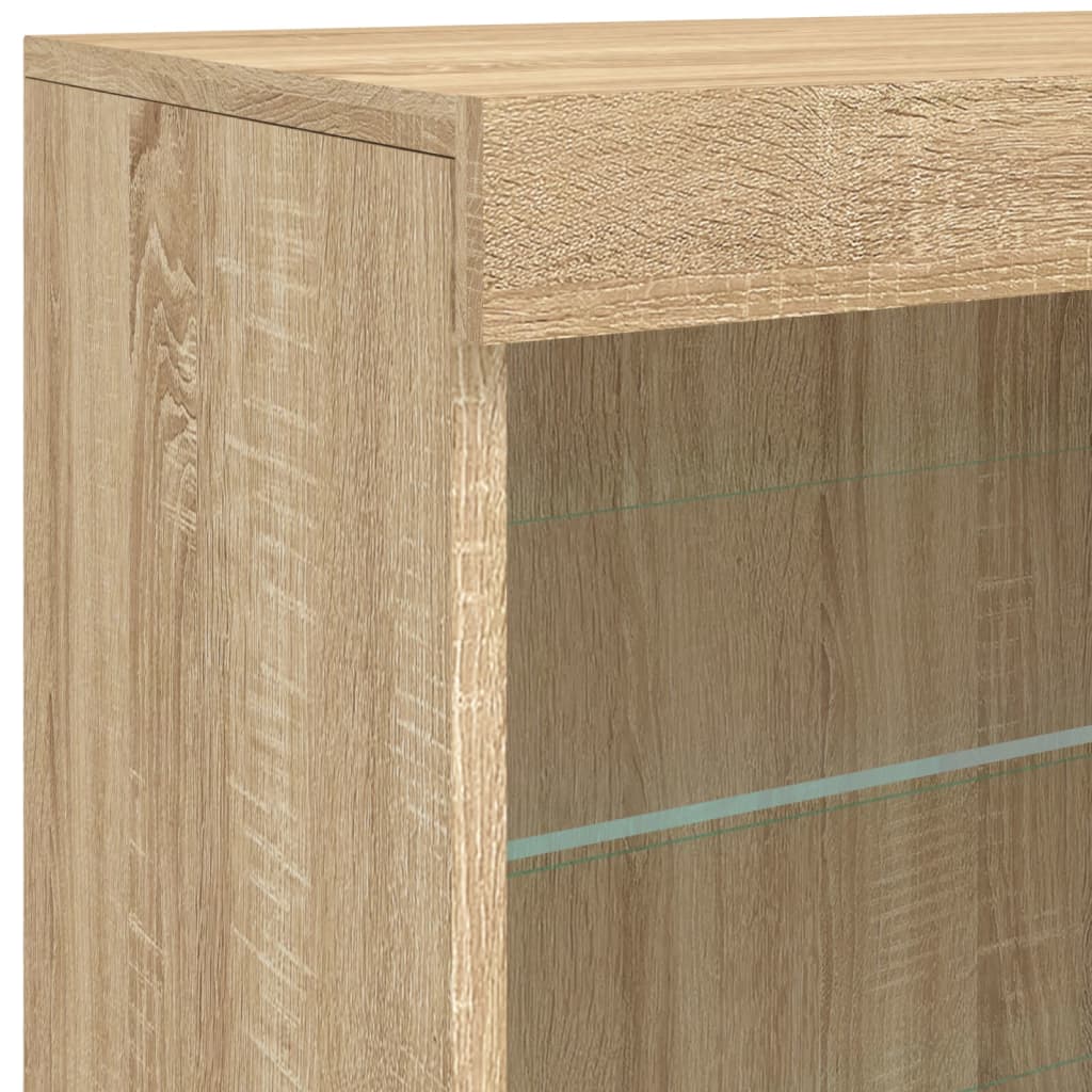 Dressoir met LED-verlichting 142,5x37x67 cm sonoma eikenkleurig