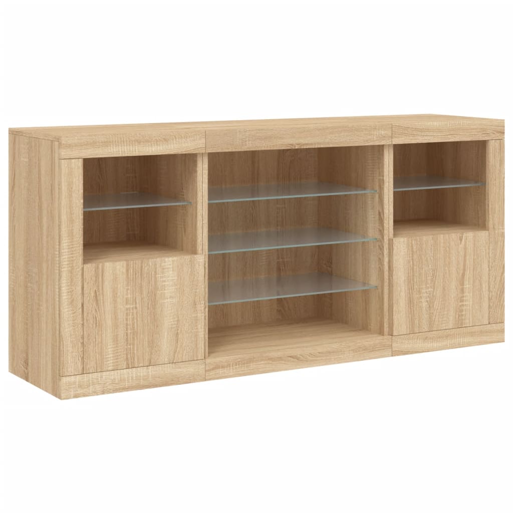 Dressoir met LED-verlichting 142,5x37x67 cm sonoma eikenkleurig