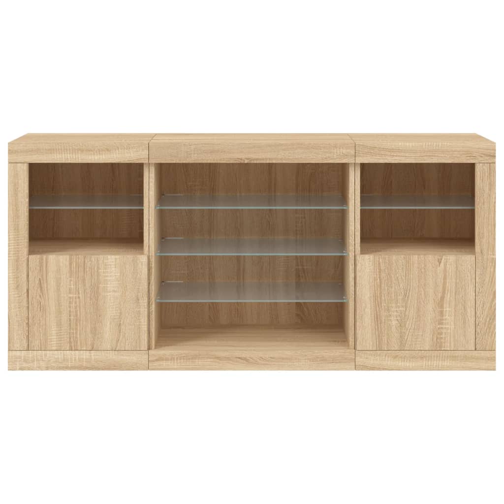 Dressoir met LED-verlichting 142,5x37x67 cm sonoma eikenkleurig