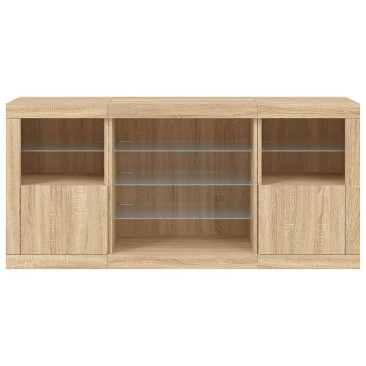 Dressoir met LED-verlichting 142,5x37x67 cm sonoma eikenkleurig