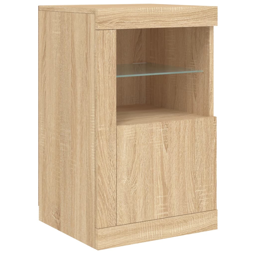 Dressoir met LED-verlichting 142,5x37x67 cm sonoma eikenkleurig