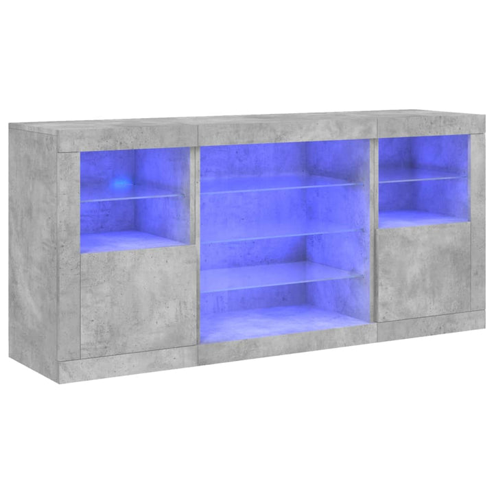 Dressoir met LED-verlichting 142,5x37x67 cm betongrijs