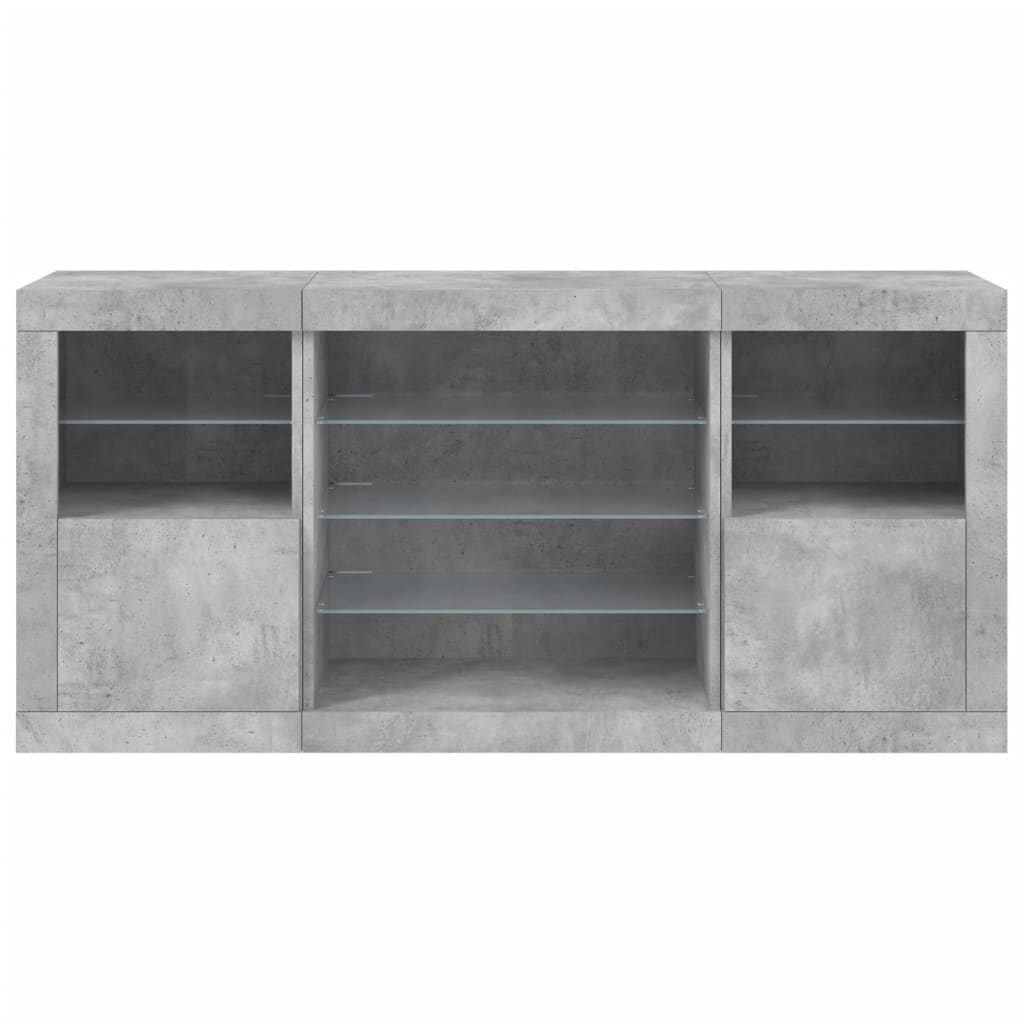 Dressoir met LED-verlichting 142,5x37x67 cm betongrijs